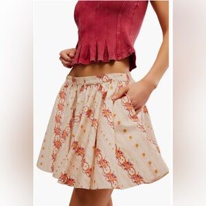 Free People Gaia Floral Cotton Miniskirt